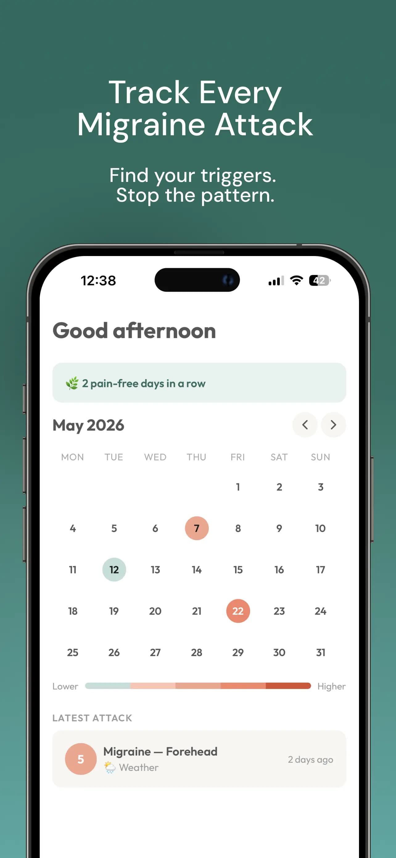 Track My Migraine – Log Attack screen