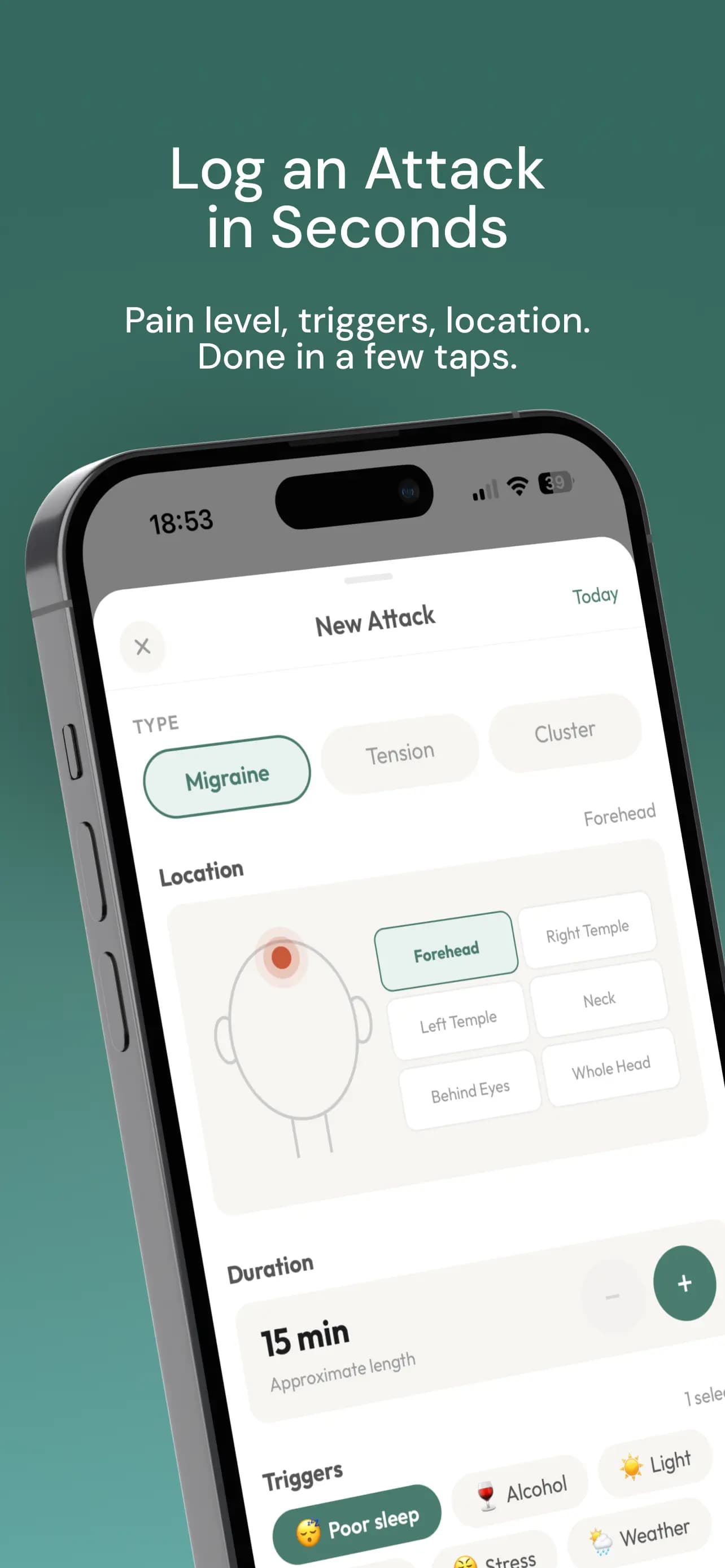 Track My Migraine – Trends screen