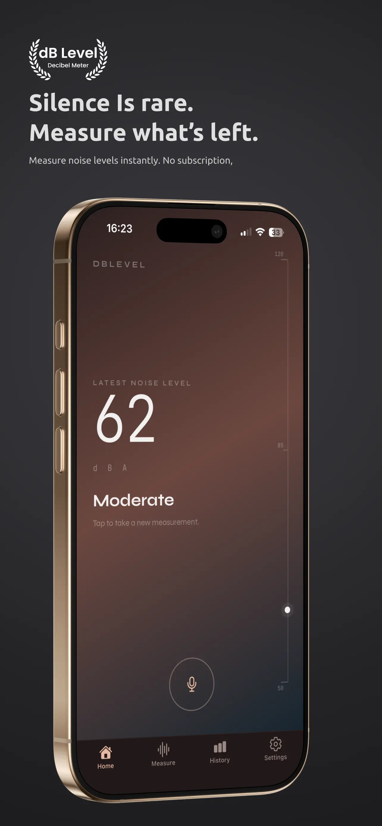 dBLevel Decibel Meter – Meter screen
